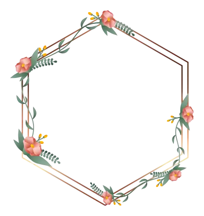 Hexagonal Floral Frame Decoration