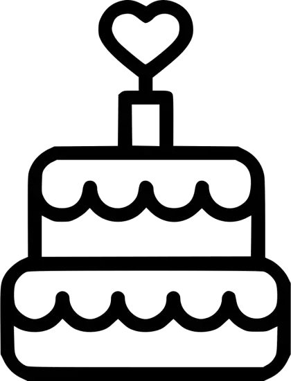 Cake Outline with Heart Symbol for Celebrations