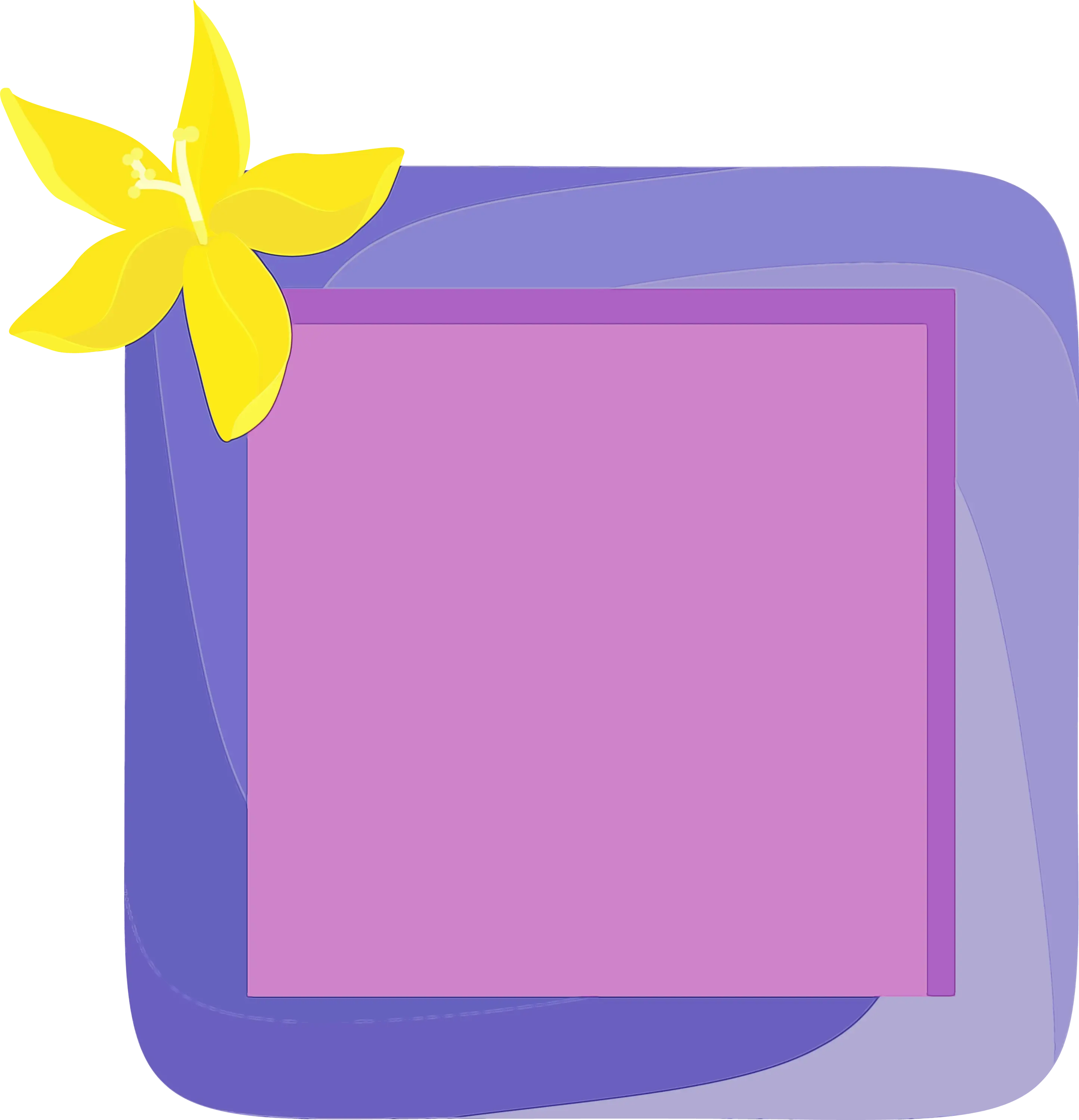 Purple Square Frame with Yellow Flower Accent
