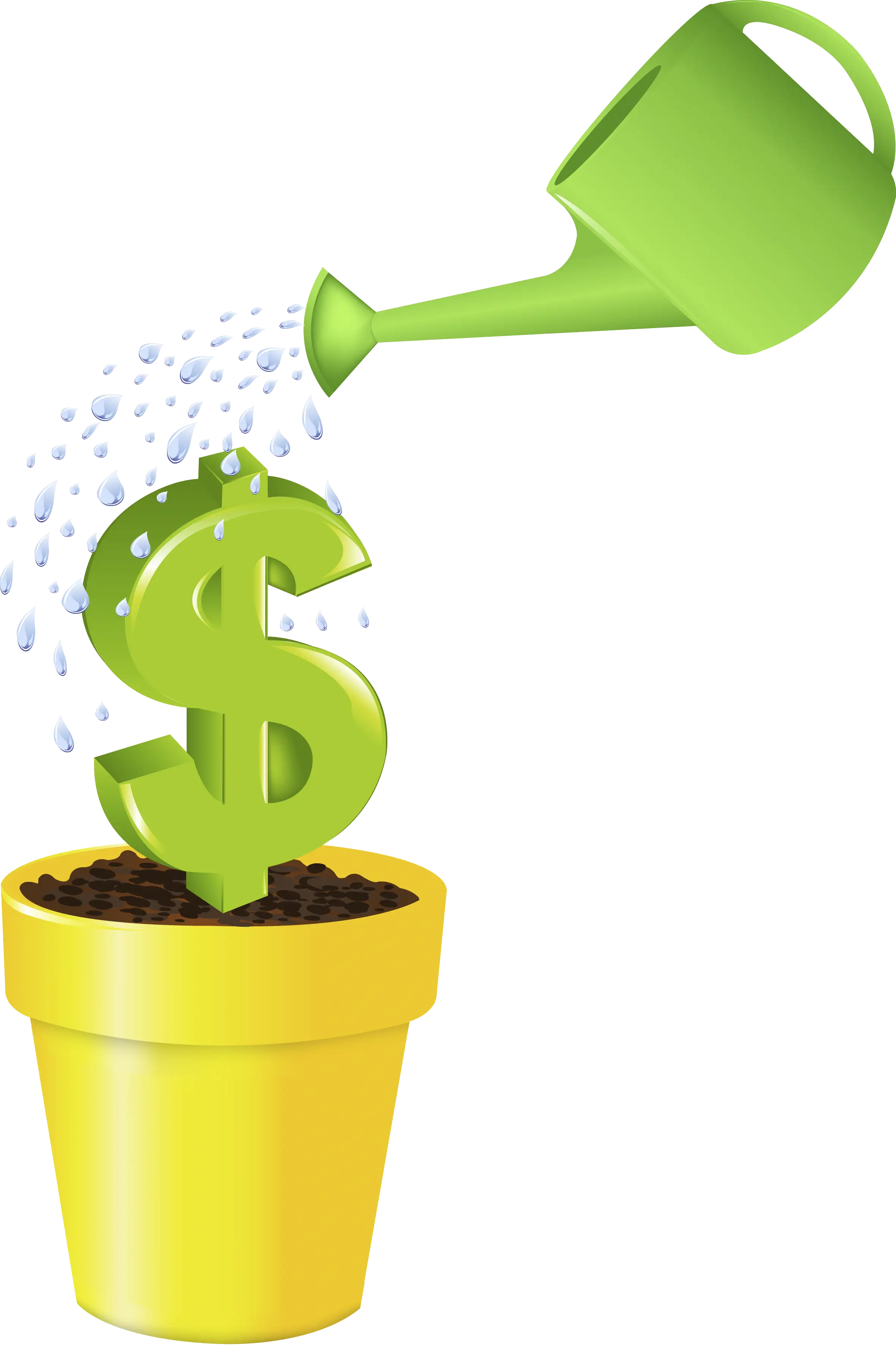 Watering can nurturing dollar sign