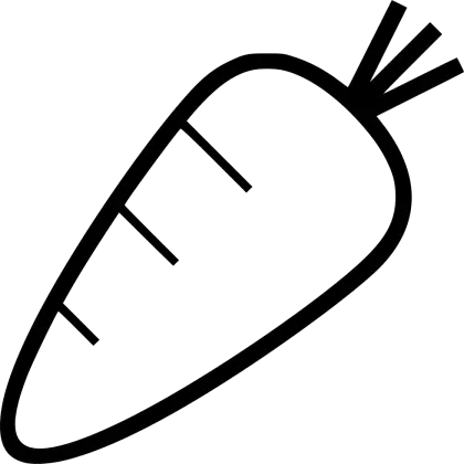 Black and White Carrot Outline Icon