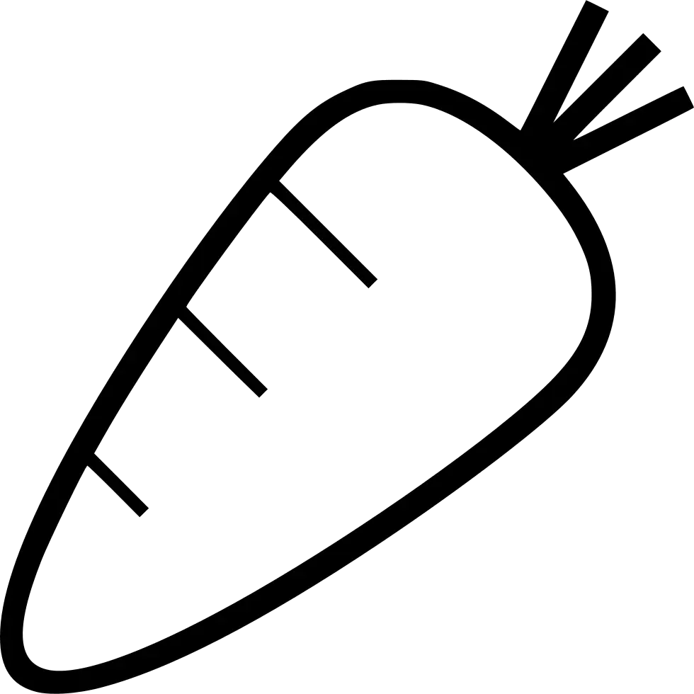 Black and White Carrot Outline Icon