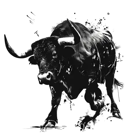 Dynamic Black Bull Illustration