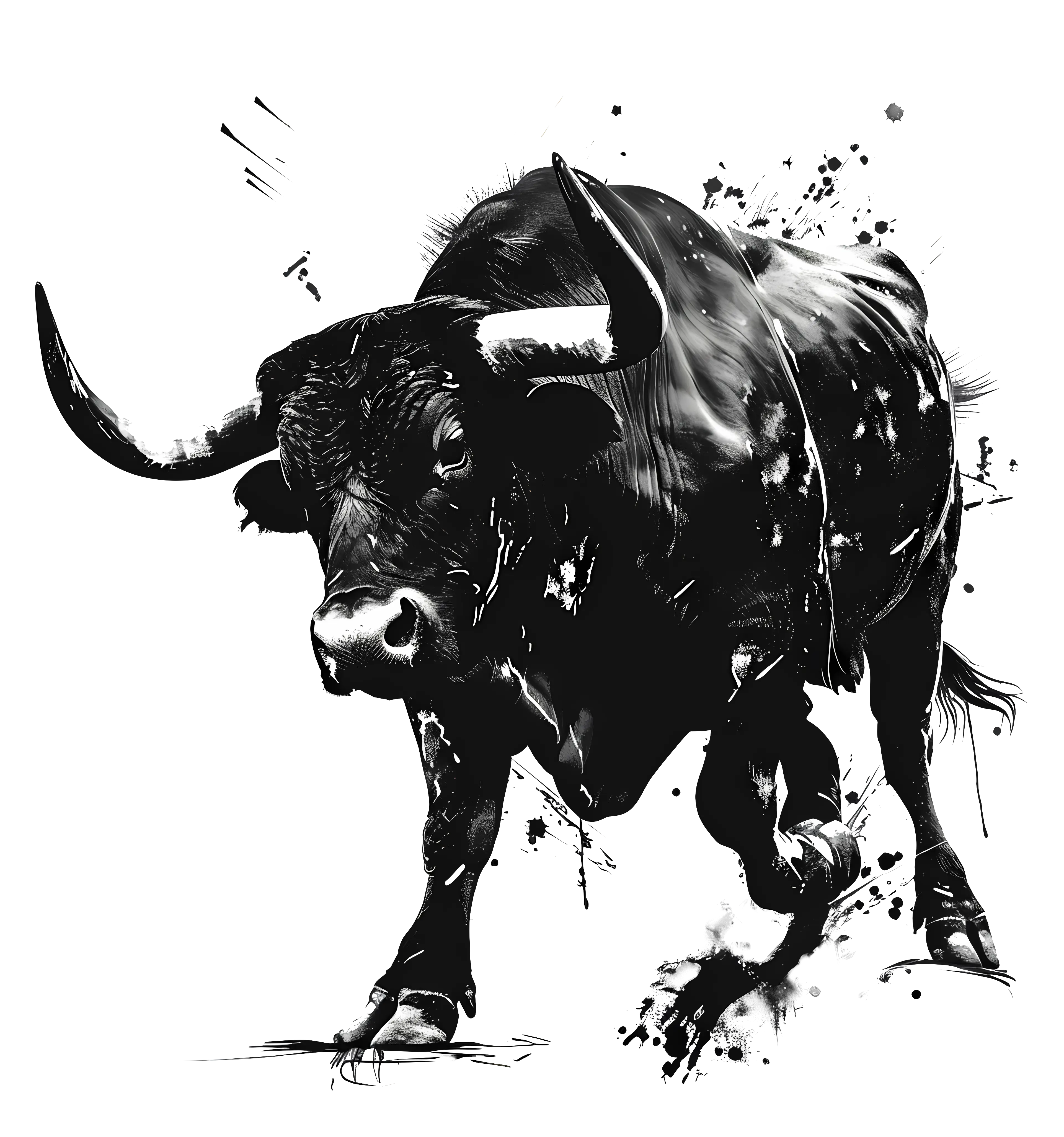 Dynamic Black Bull Illustration