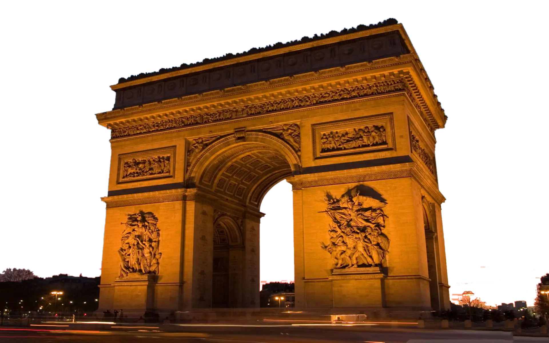 Arc de Triomphe in Golden Evening Lights