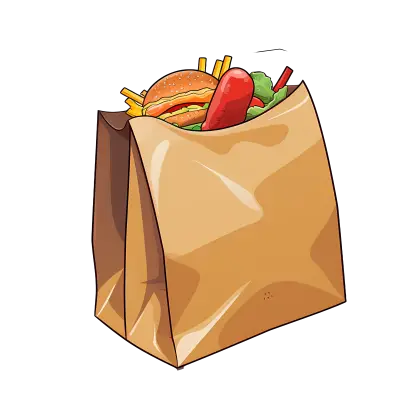 Fast Food Takeout Bag with Meals
