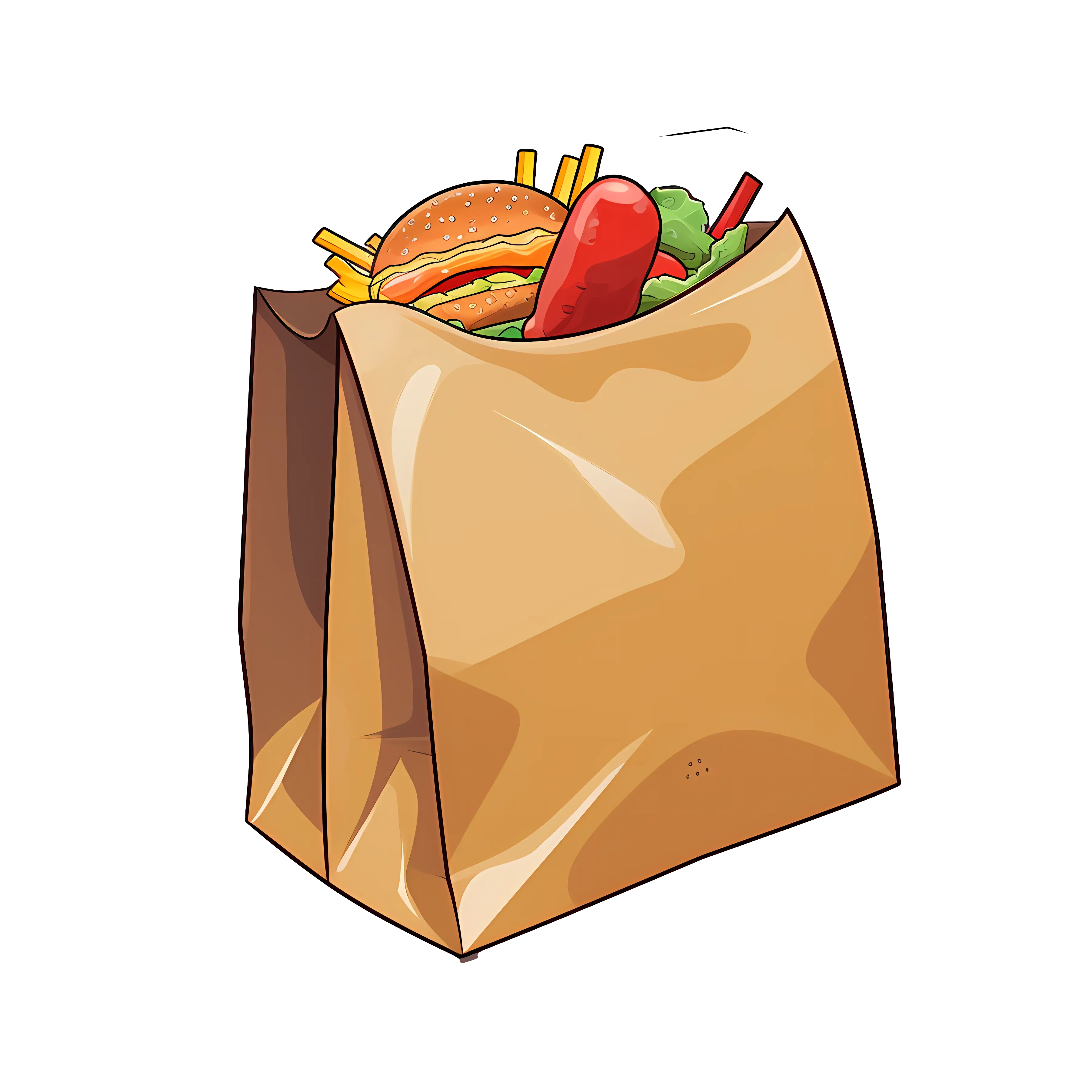 Fast Food Takeout Bag with Meals
