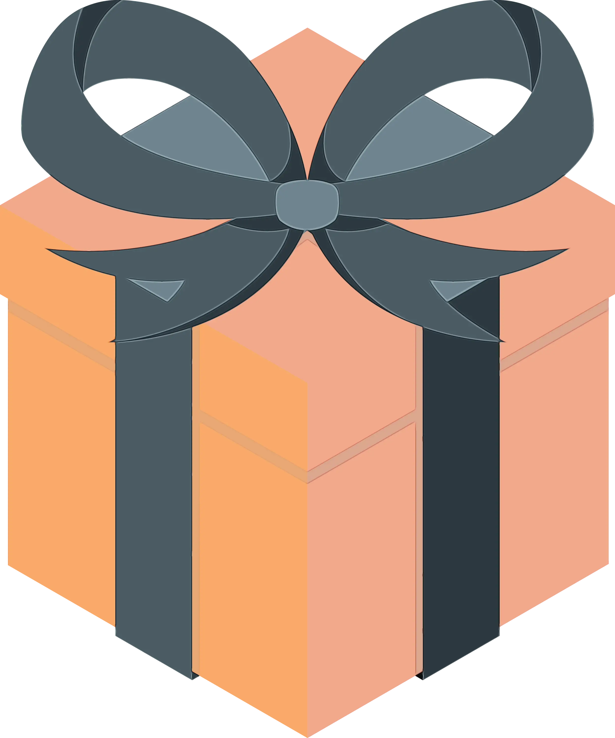 Orange Gift Box with Ribbon Decoration