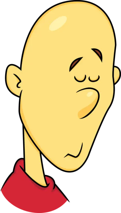 Cartoon Bald Person with Sad Expression