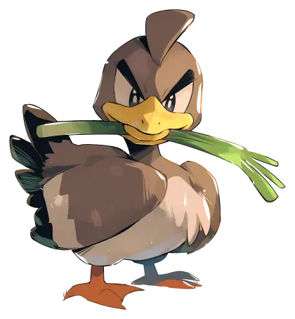 Cartoon Duck with Leek