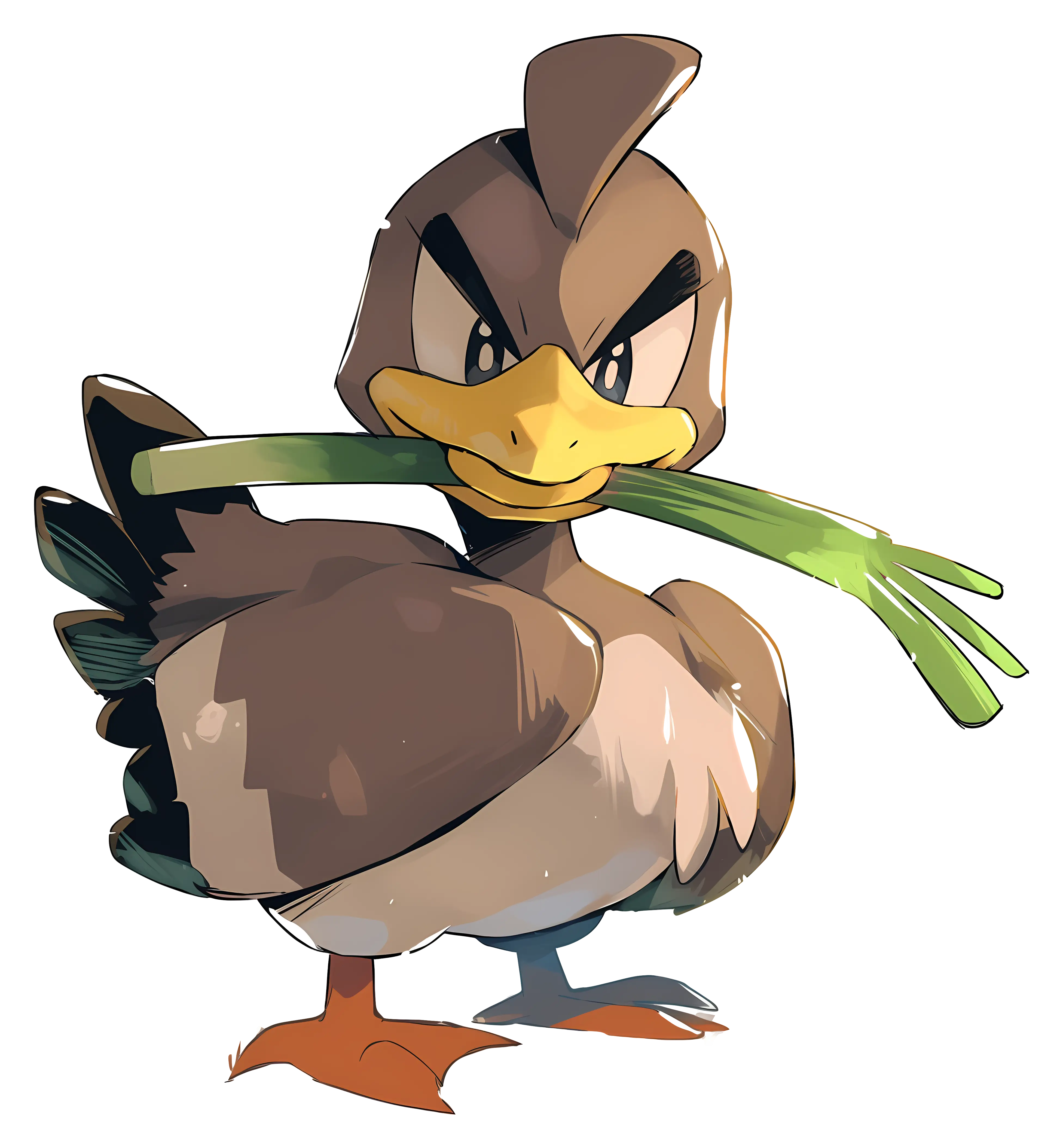 Cartoon Duck with Leek