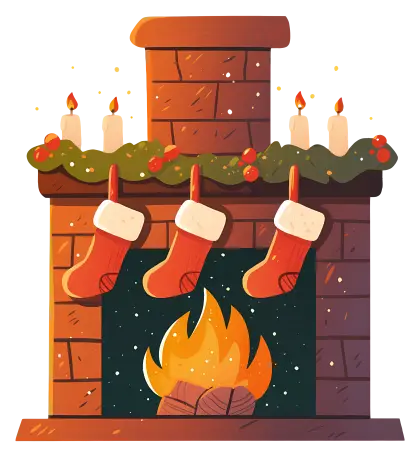 Cozy Fireplace with Christmas Stockings