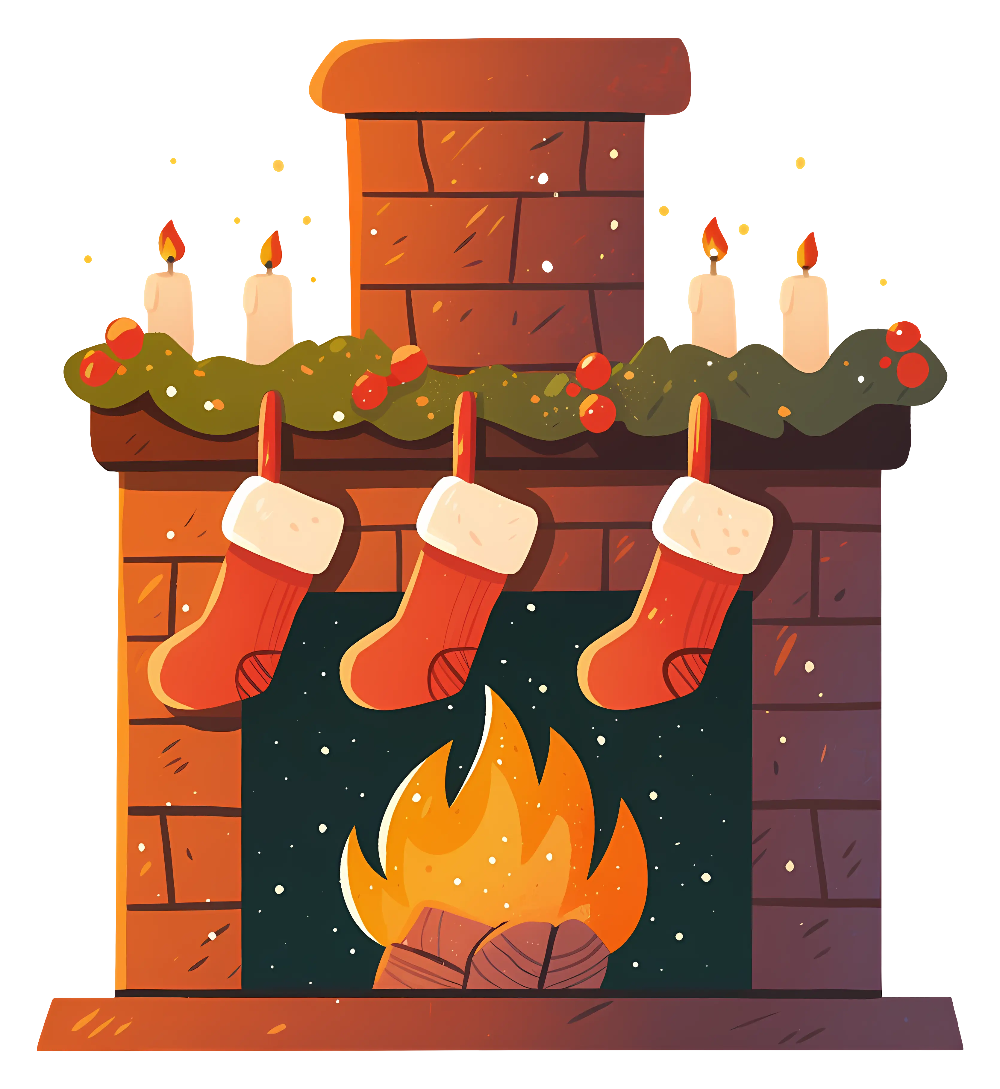 Cozy Fireplace with Christmas Stockings