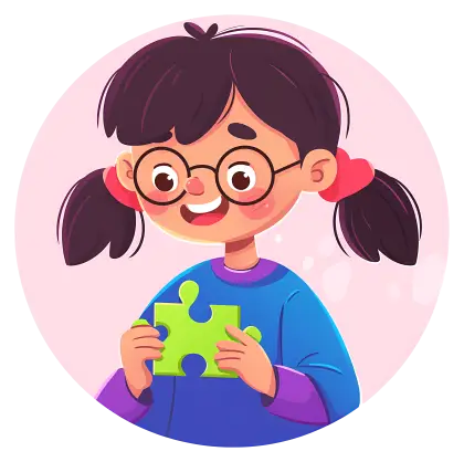 Cute Girl Holding Puzzle Piece