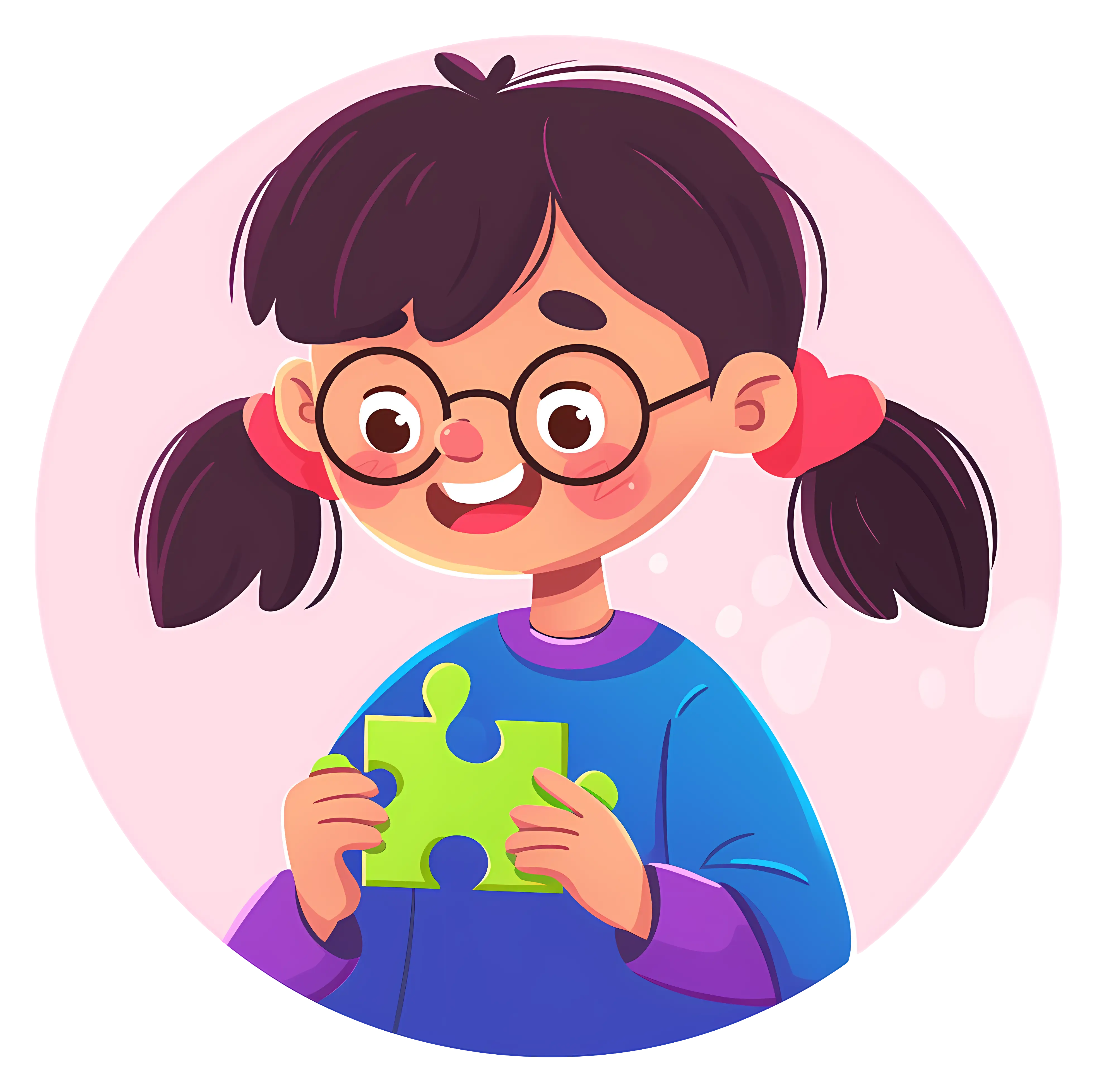 Cute Girl Holding Puzzle Piece