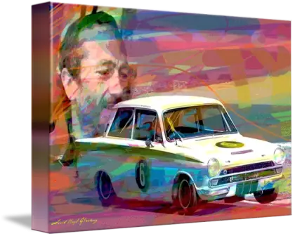Colorful Classic Car with Portrait Background