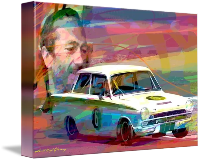 Colorful Classic Car with Portrait Background