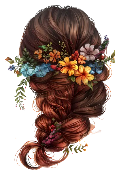 Elegant Braided Hair Adorned with Flowers