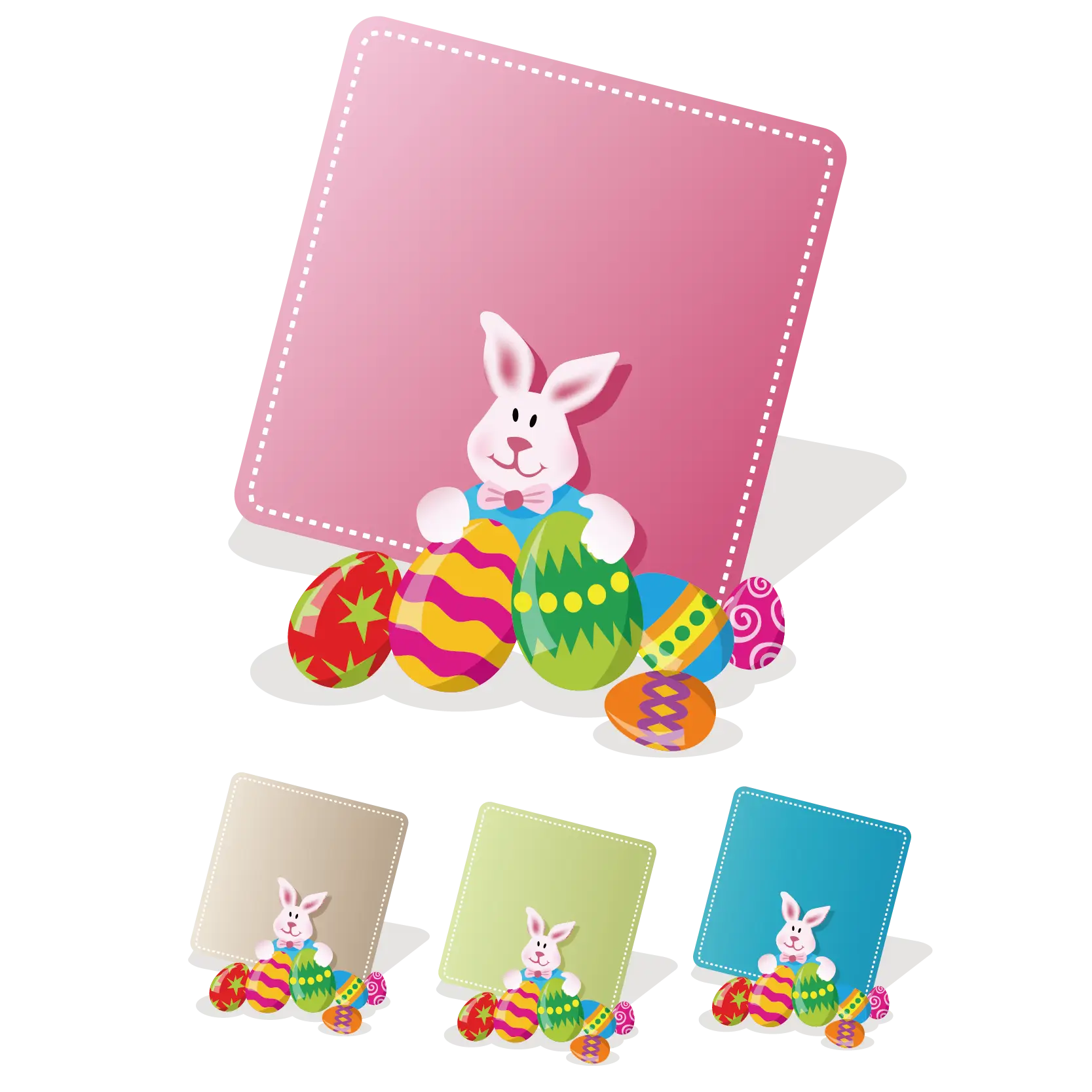 Easter Bunny with Colorful Painted Eggs