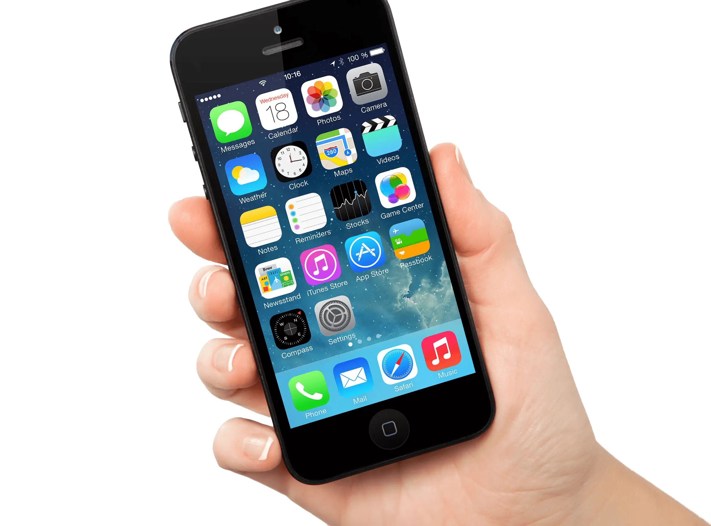Black Smartphone in a Hand with App Icons