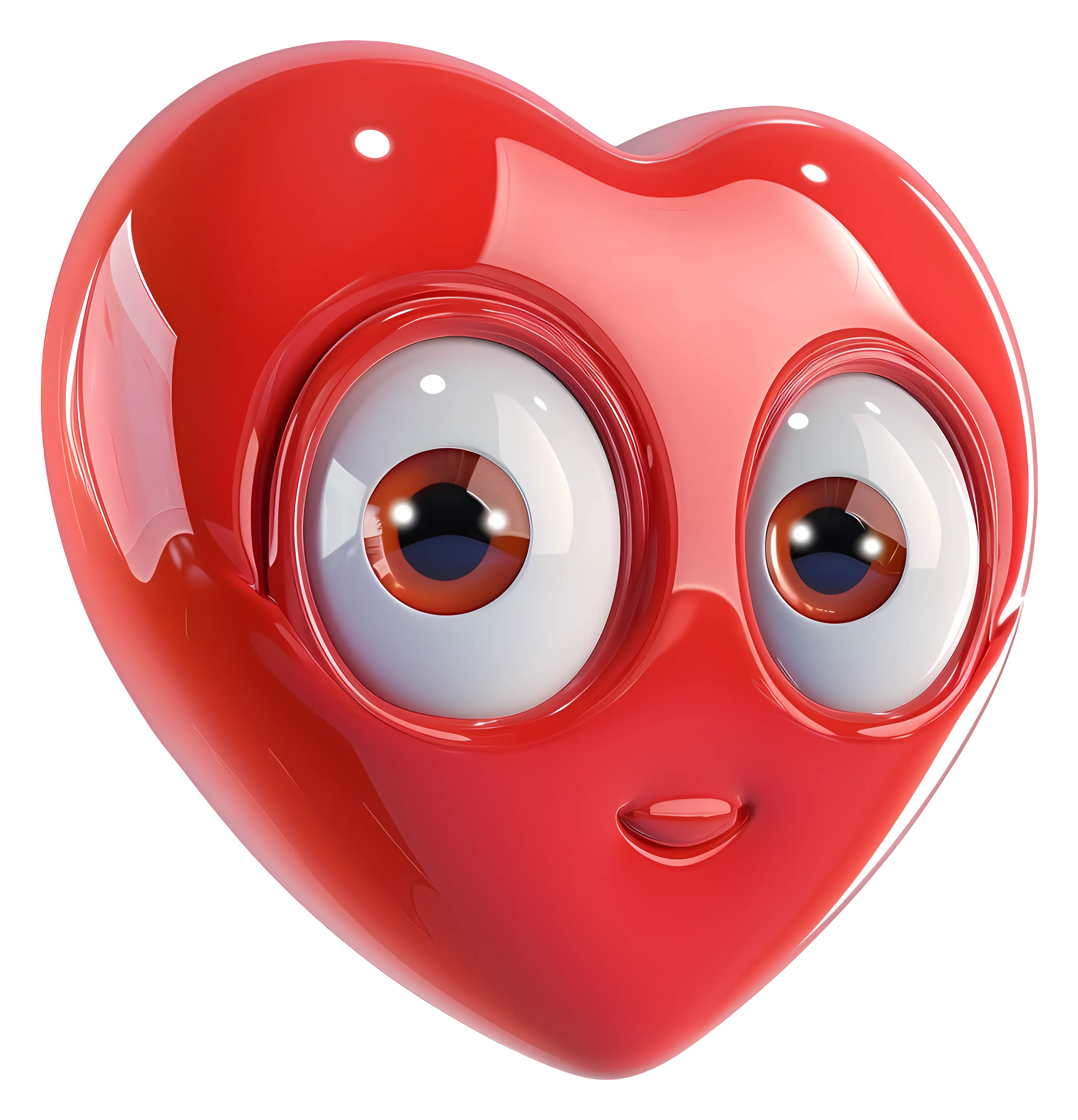 Red Heart Cartoon with Adorable Big Eyes