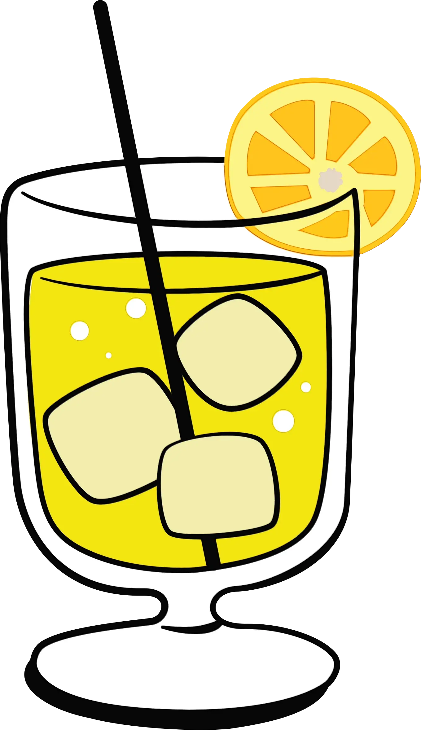 Lemonade Glass with Ice and Lemon Slice