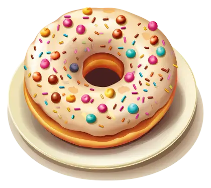 Donut with White Frosting and Sprinkles