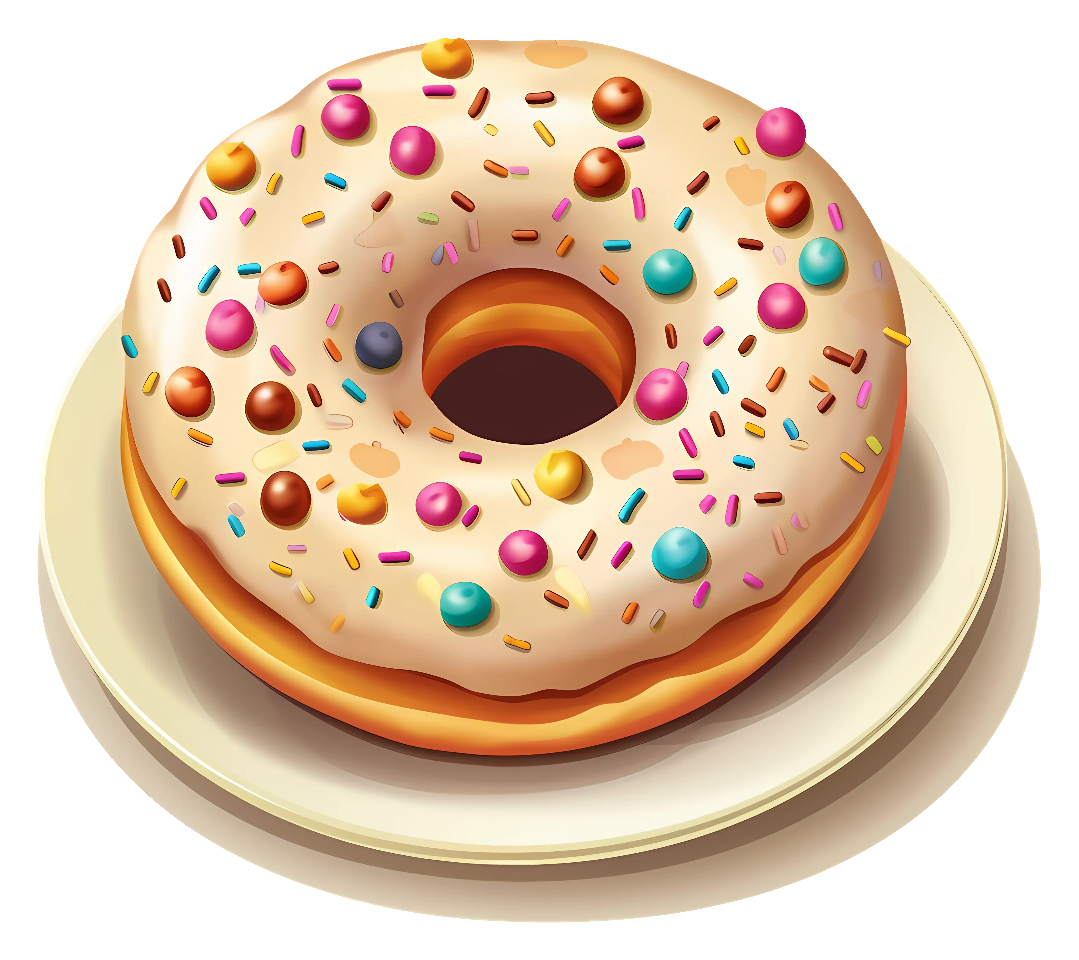 Donut with White Frosting and Sprinkles