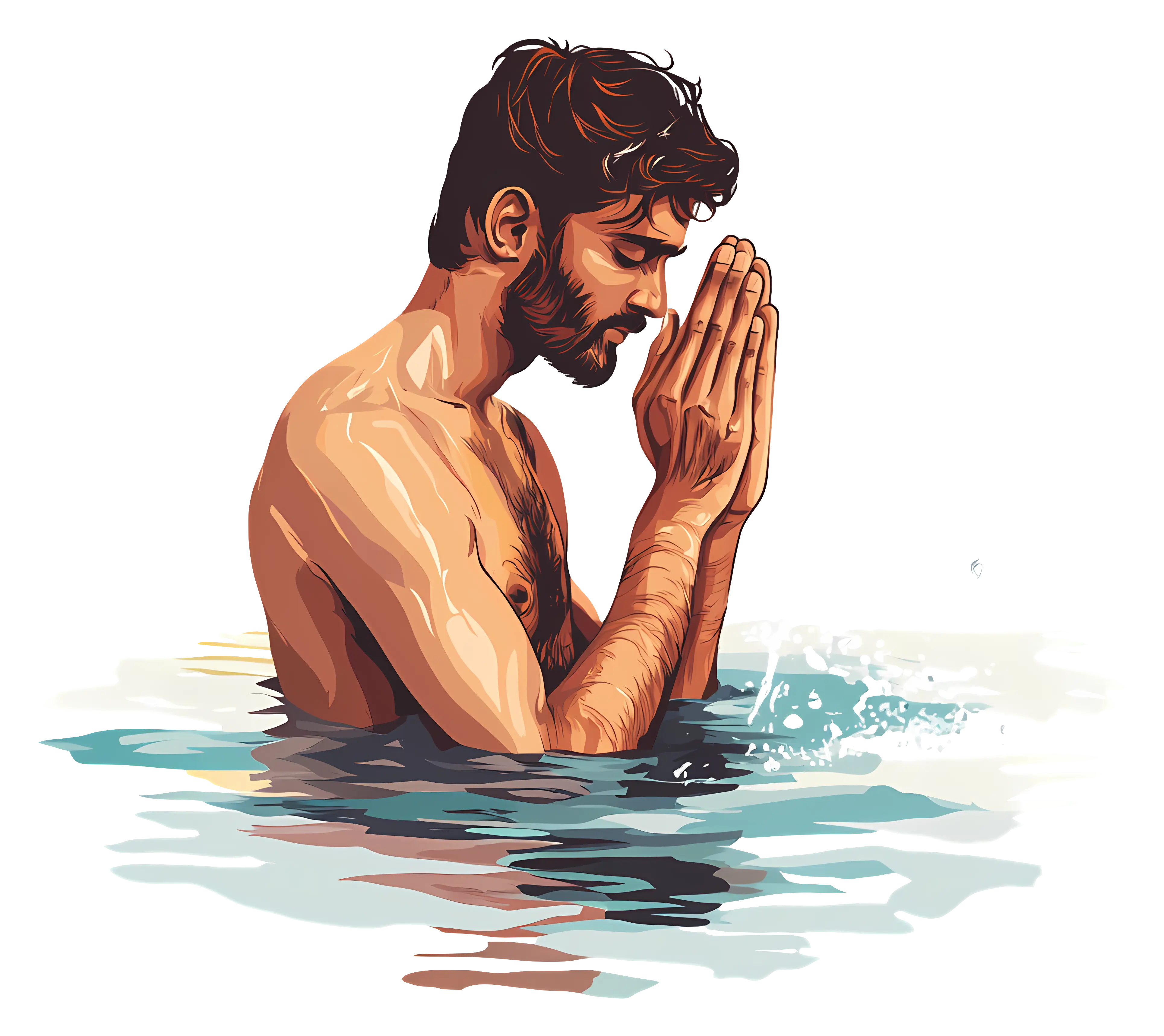 Man Praying in Water