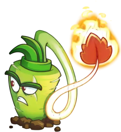 Angry Green Plant with Fire