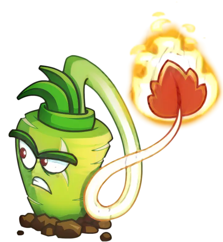 Angry Green Plant with Fire