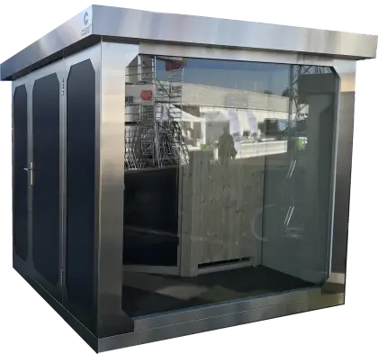 Modern Glass Sauna with Metal Frame