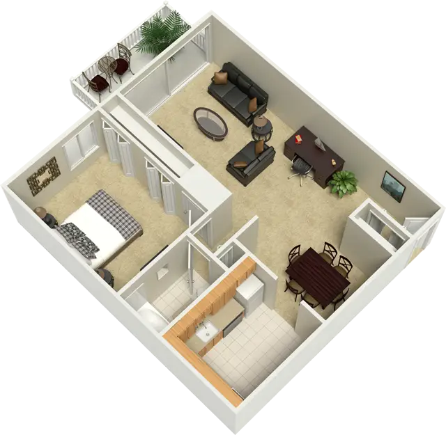 3D Apartment Layout with Furnishing