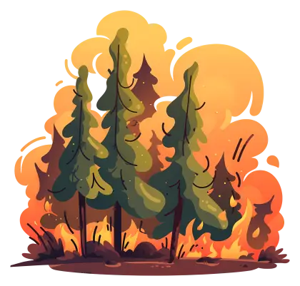 Illustration of a Forest Fire in Progress