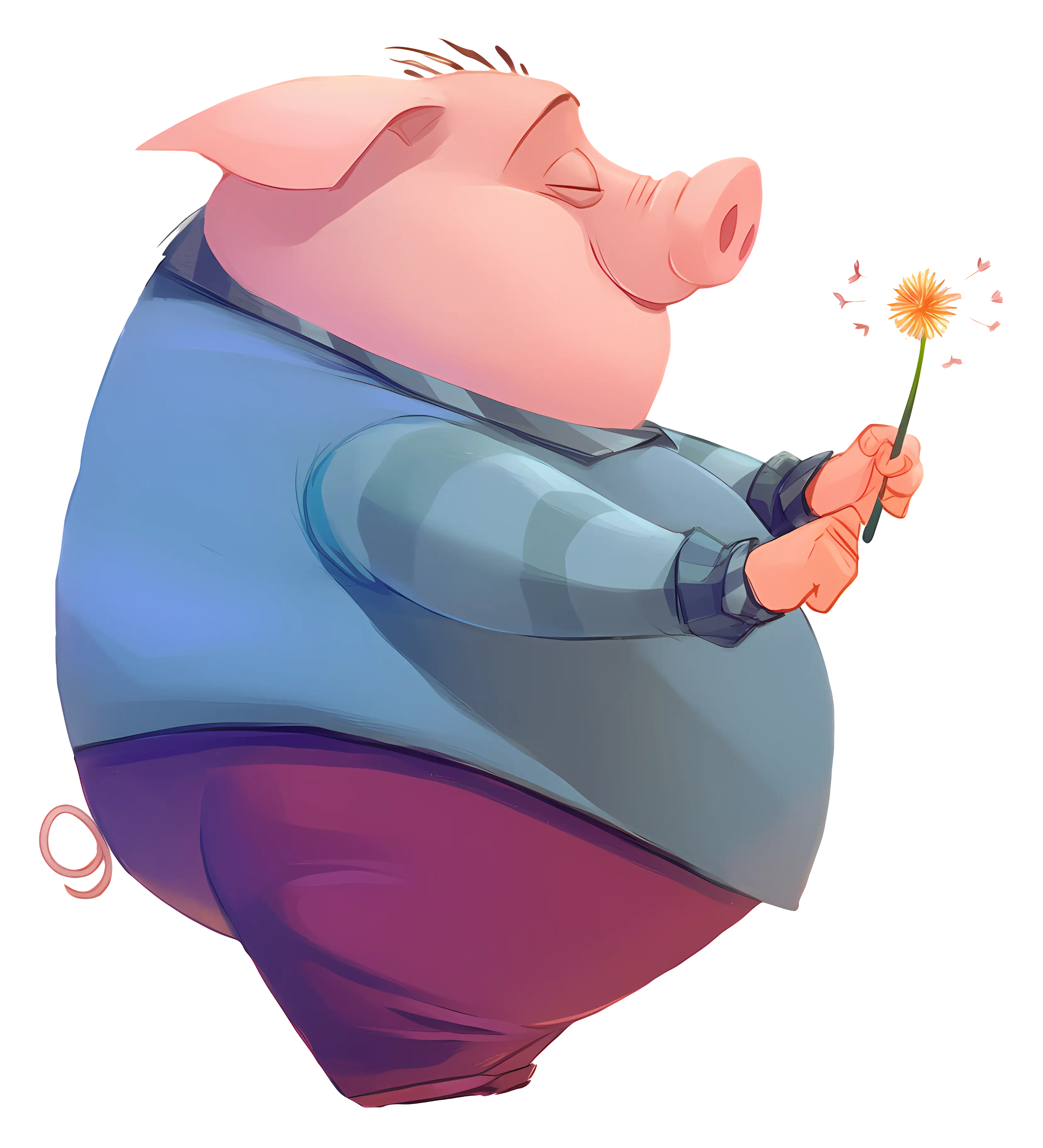 Pig Holding a Flower
