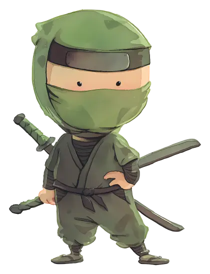 Cartoon Ninja with Swords