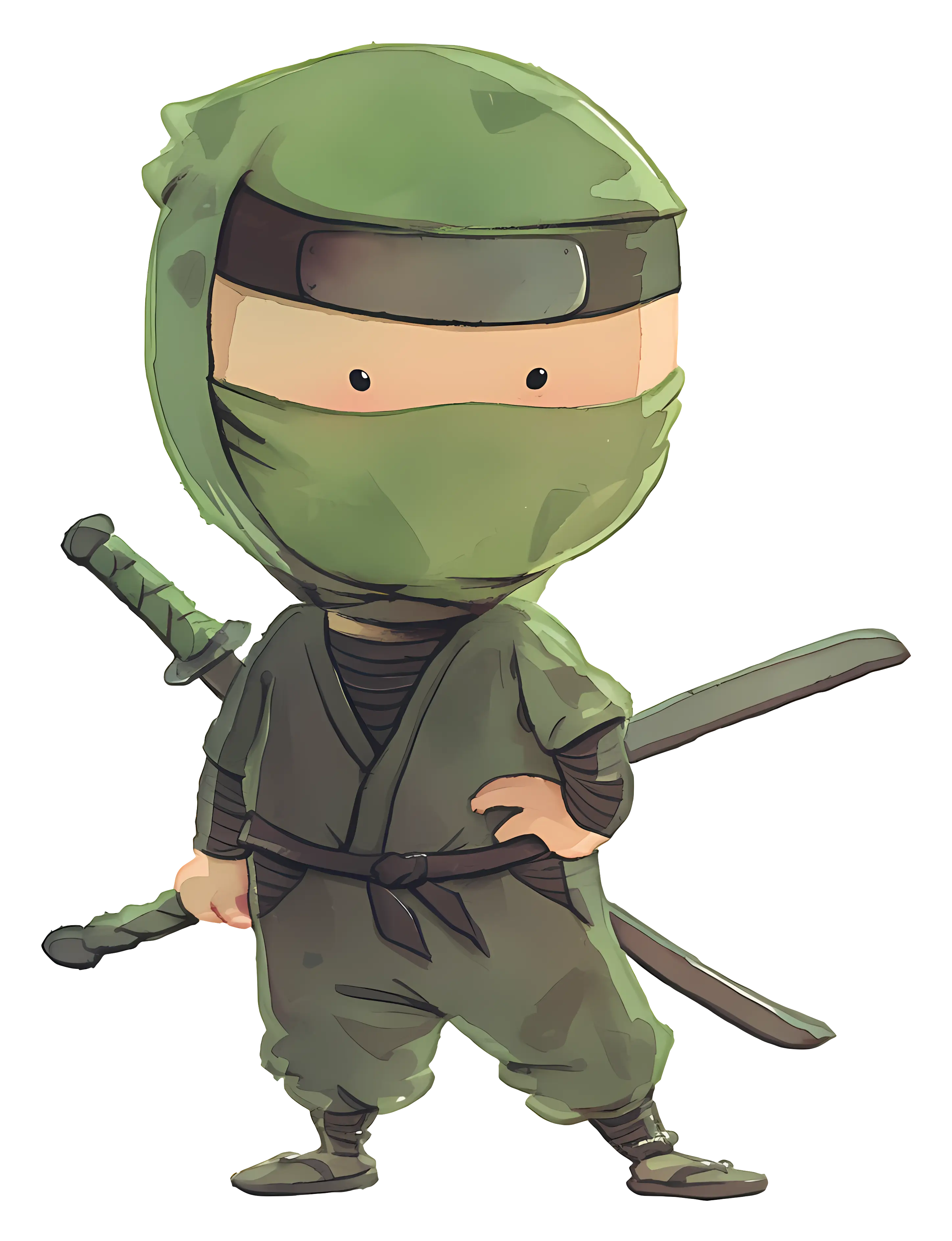 Cartoon Ninja with Swords