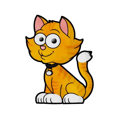 Cartoon Orange Cat with Collar