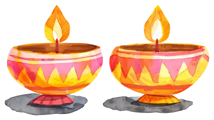 Colorful Decorative Oil Lamps for Diwali Festival