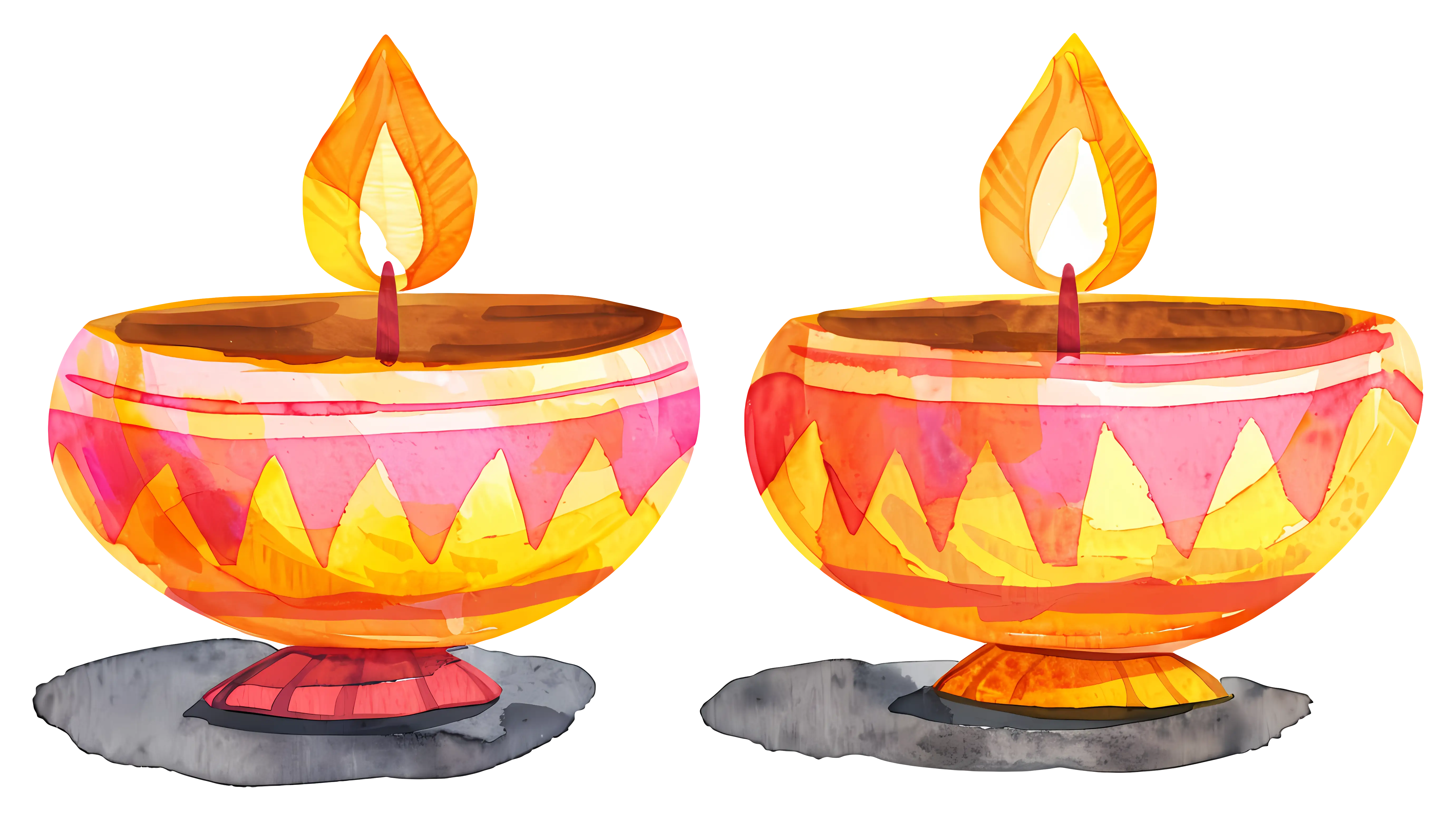 Colorful Decorative Oil Lamps for Diwali Festival