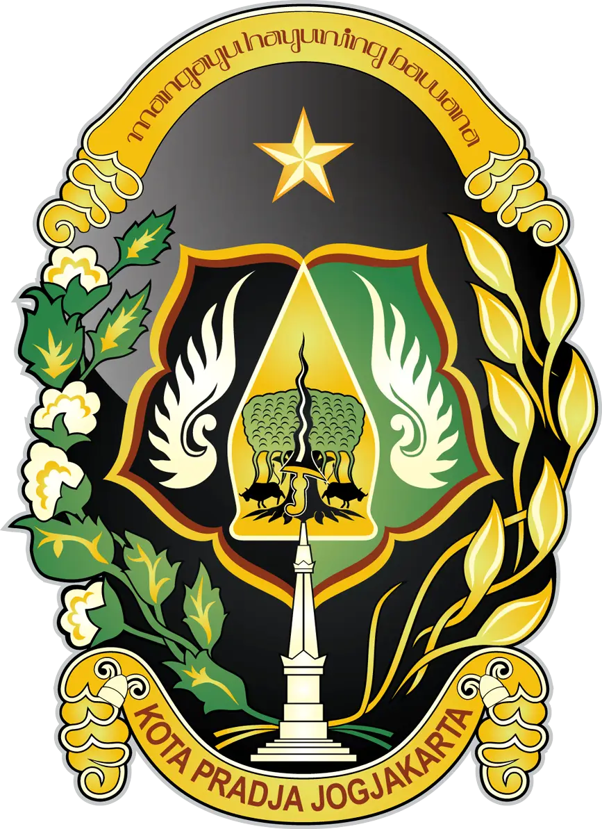 Colorful Emblem with Star and Leaves