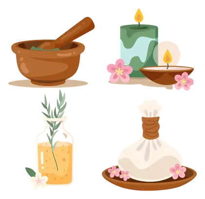 Spa Items with Candle and Oil