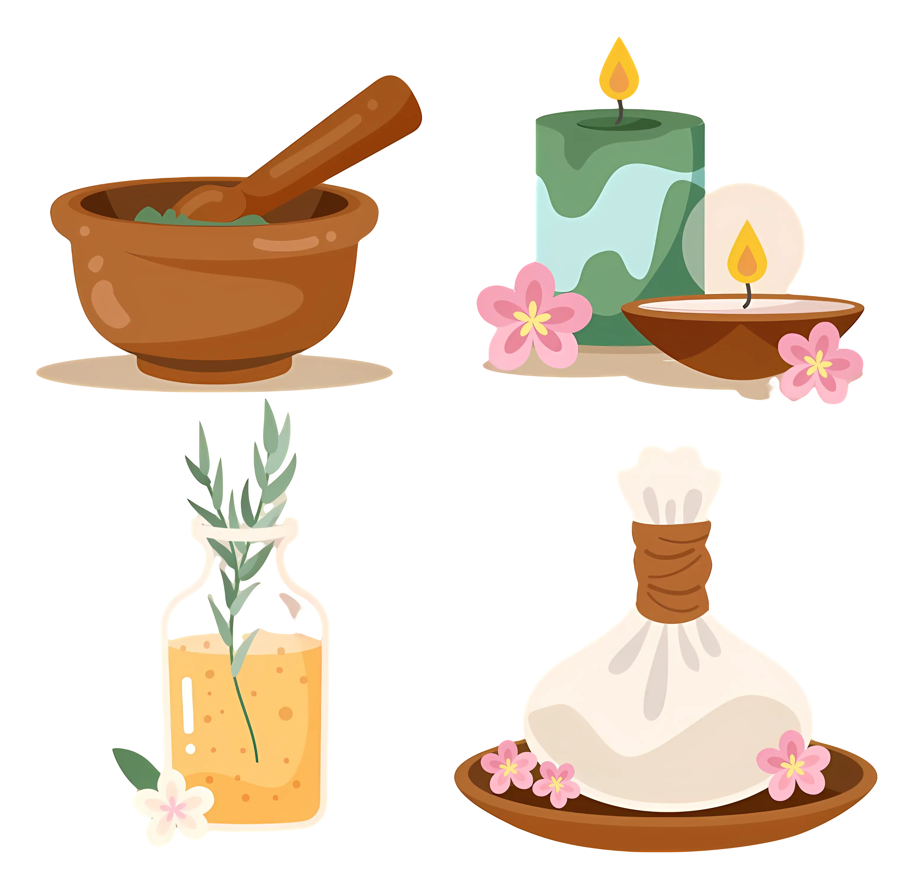 Spa Items with Candle and Oil