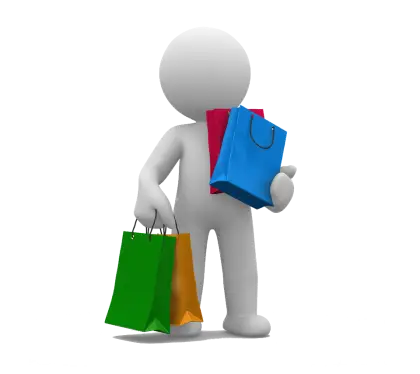 Animated Figure Holding Shopping Bags