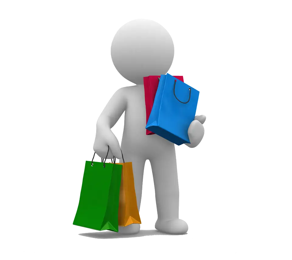 Animated Figure Holding Shopping Bags