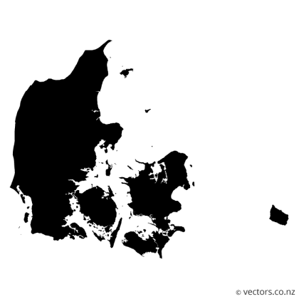 Black Silhouette Map of Denmark