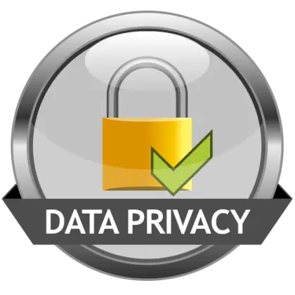 Data Privacy Icon with Lock and Checkmark