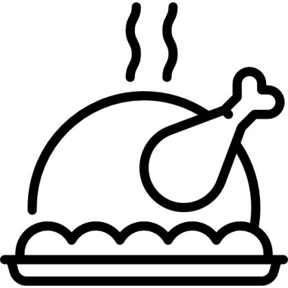 Line Art Illustration of Steaming Roast Chicken