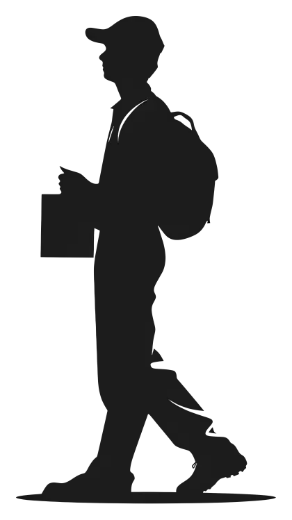 Silhouette of a Person with a Backpack