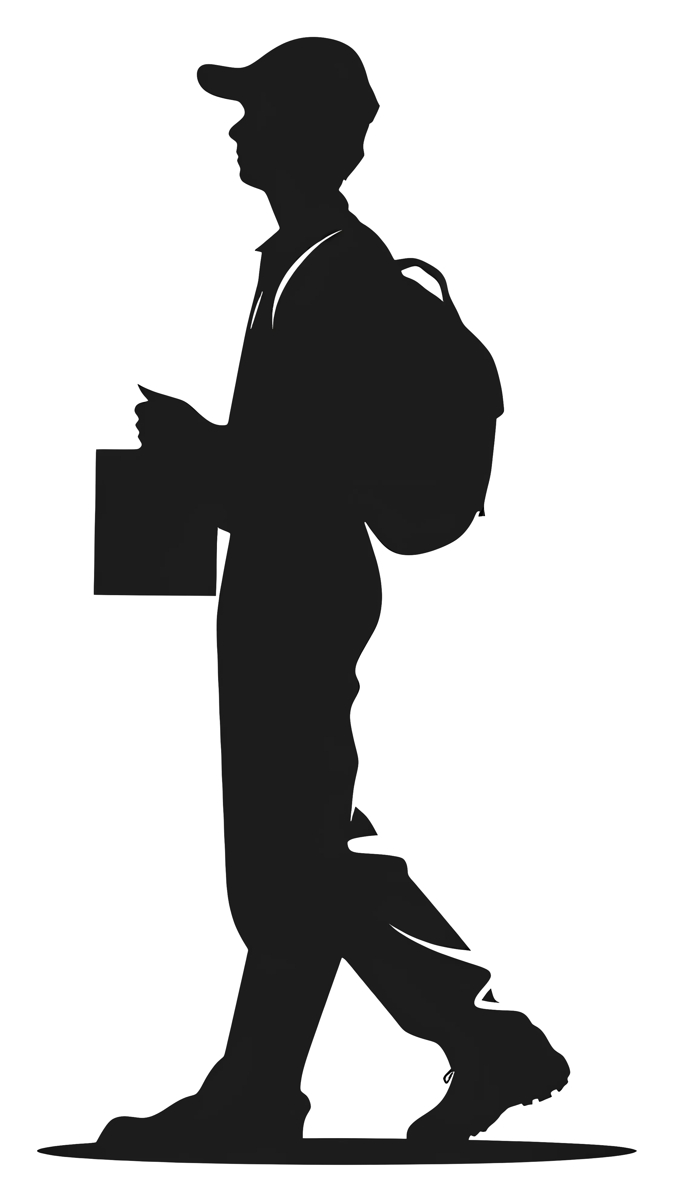 Silhouette of a Person with a Backpack